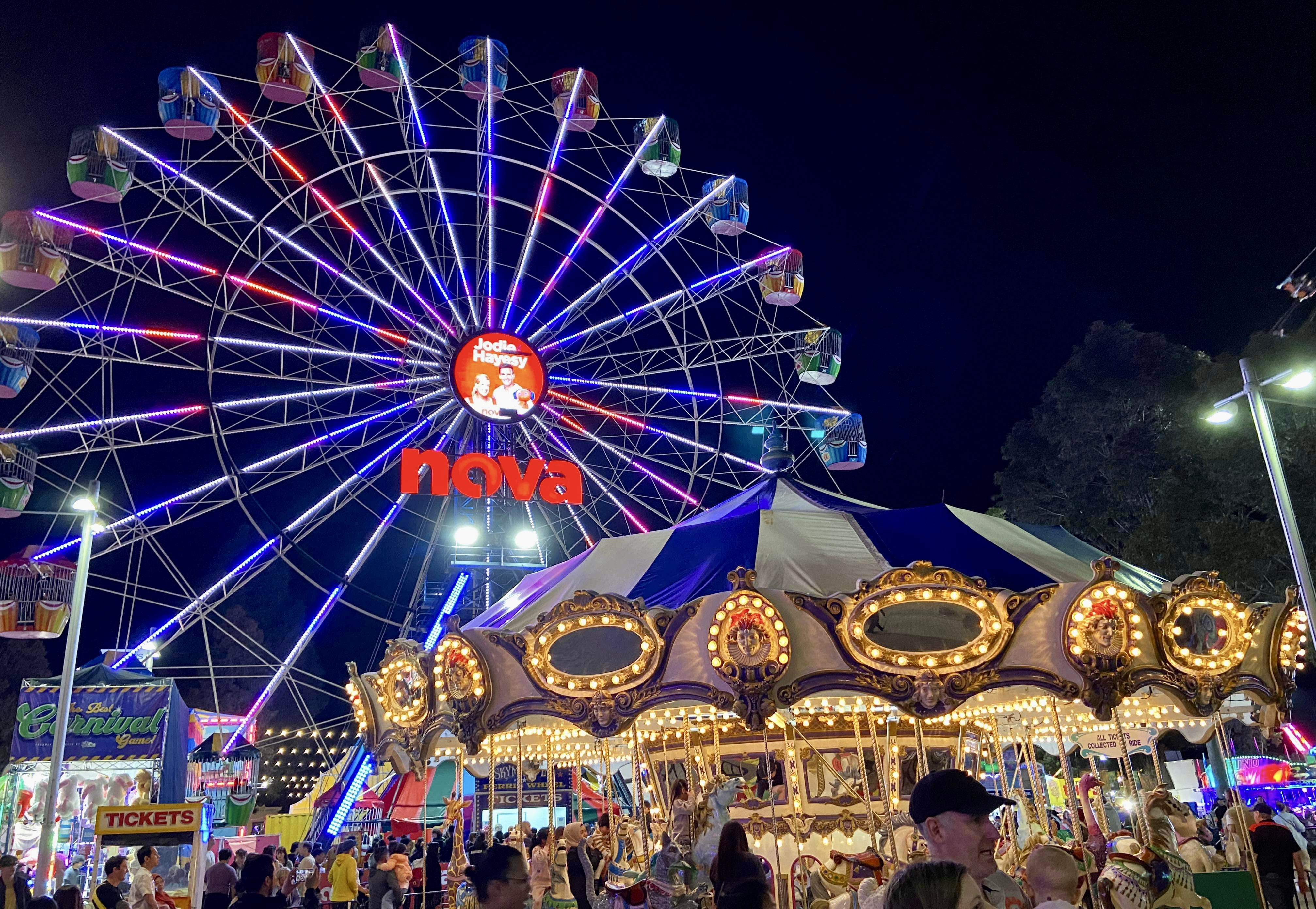 Nova Ferris Wheel and Carousel pictured at 2023 Royal Adelaide Show